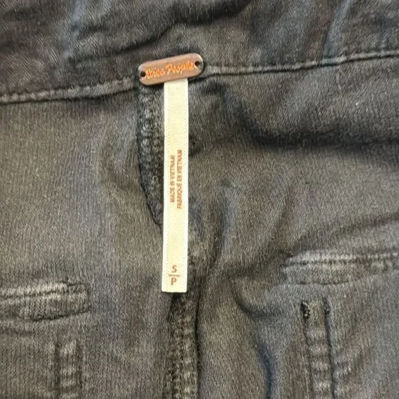 Free People Bay To Breakers Black Corduroy Jeans Pants High Rise Relaxed Fit Sm - Picture 7 of 8